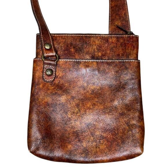 Patricia Nash Floral Tooled Embossed Leather Crossbody Bag Brown Distressed Boho - Picture 3 of 8